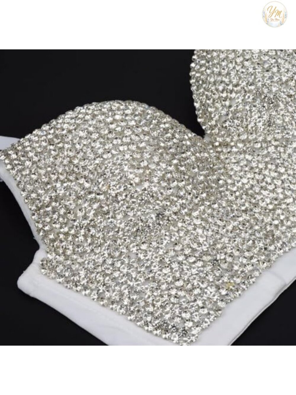 Handmade Rhinestone Diamond Push Up Bustier Crop Top Sexy Punk Corset Bra - Picture 3 of 6